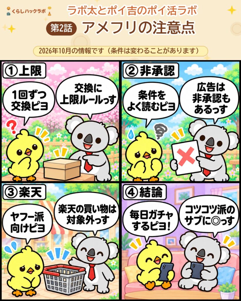 アメフリの注意点4コママンガ（第2話）