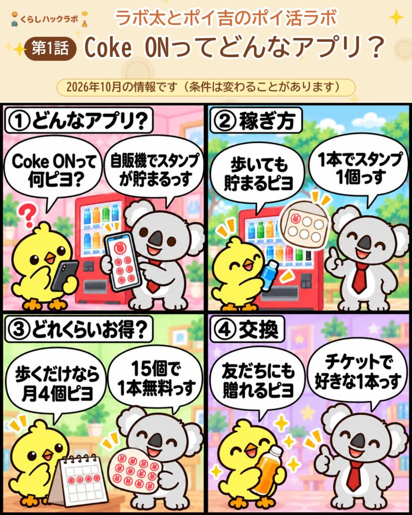 Coke ONってどんなアプリ？4コママンガ（基本編）