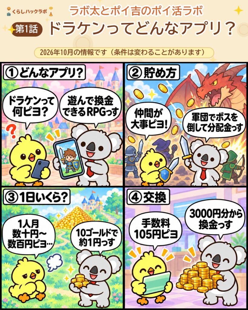 ドラケンってどんなアプリ?4コママンガ(第1話)