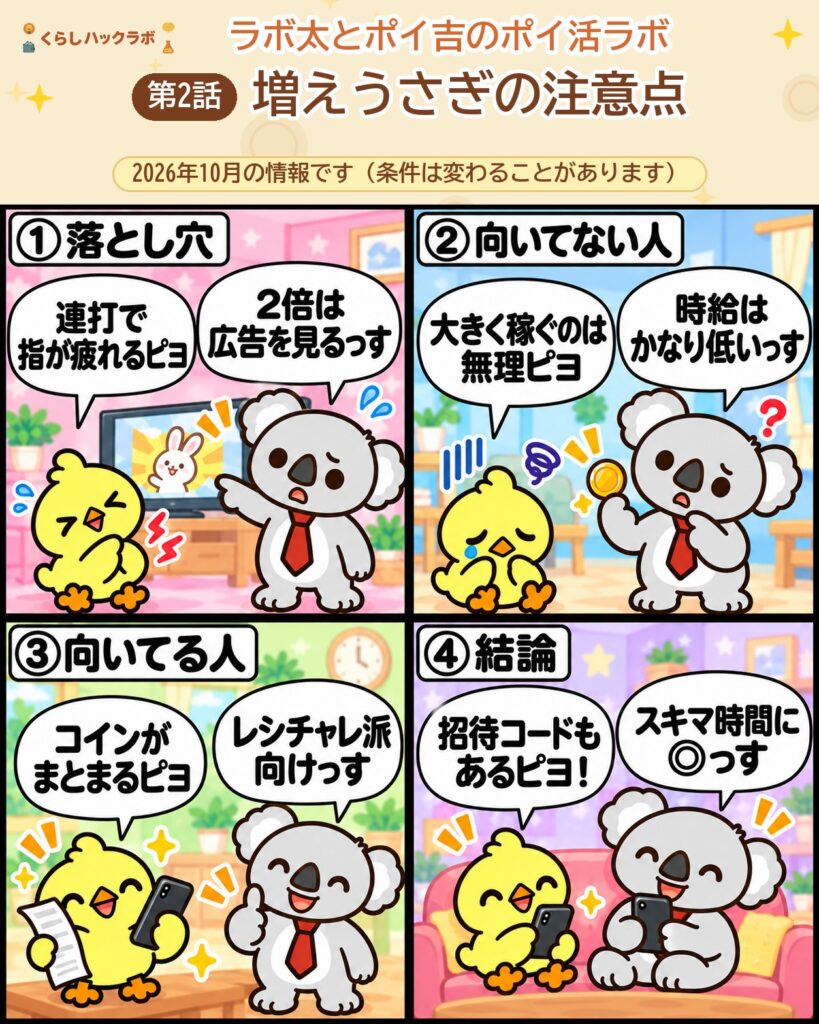 増えうさぎの注意点 4コママンガ(注意点編)