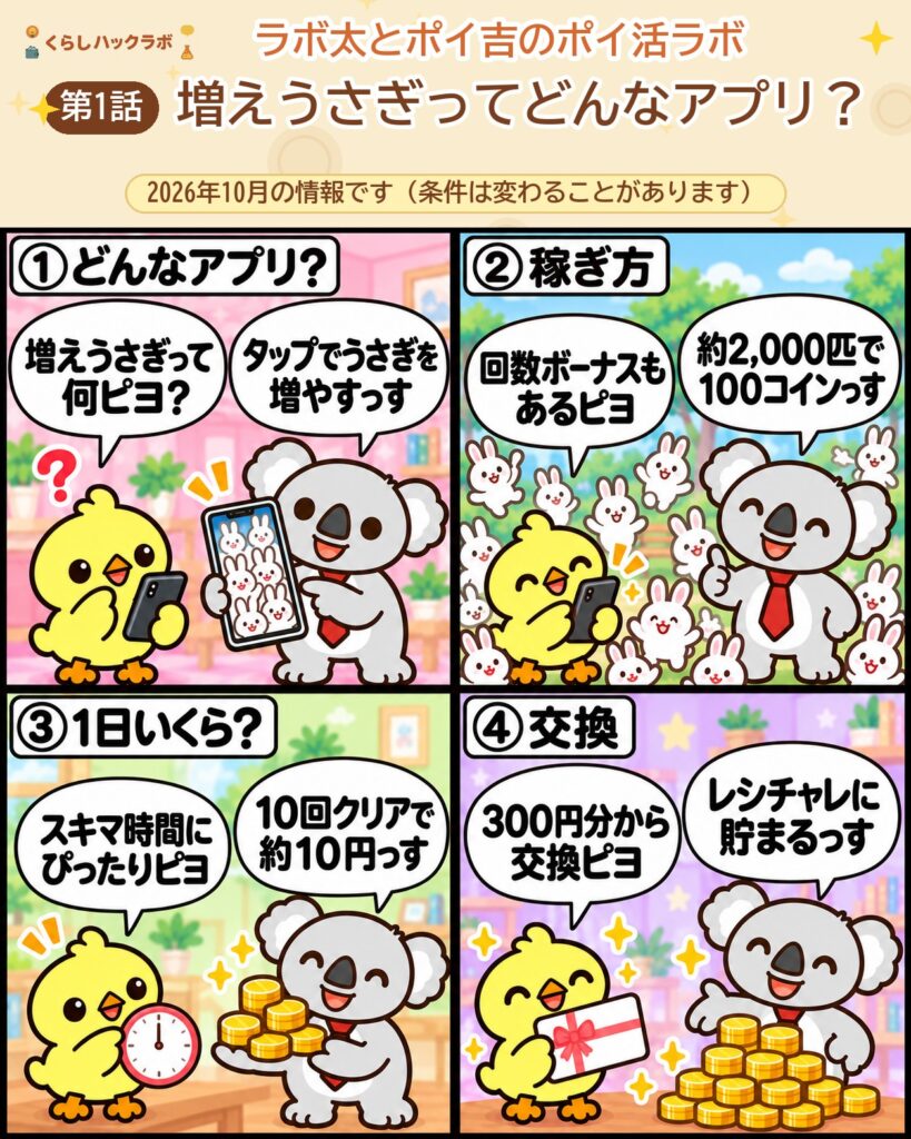 増えうさぎってどんなアプリ？4コママンガ（基本編）