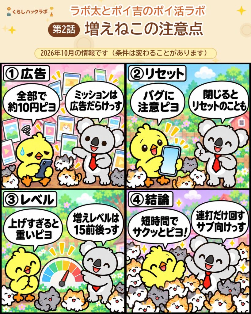 増えねこの注意点4コママンガ（第2話）