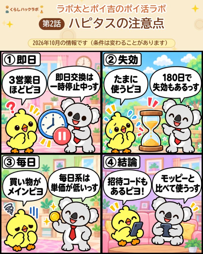 ハピタスの注意点4コママンガ（第2話）