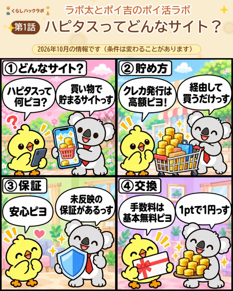 ハピタスってどんなサービス？4コママンガ（第1話）