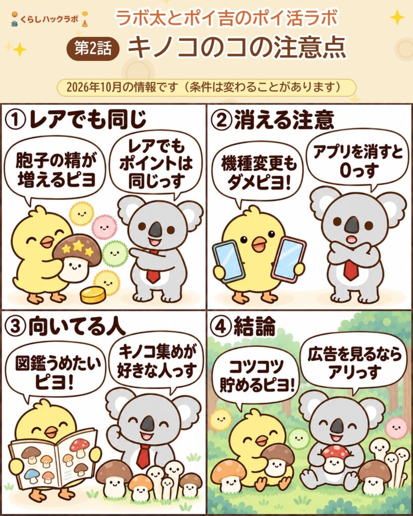 キノコのコの注意点 4コママンガ(注意点編)
