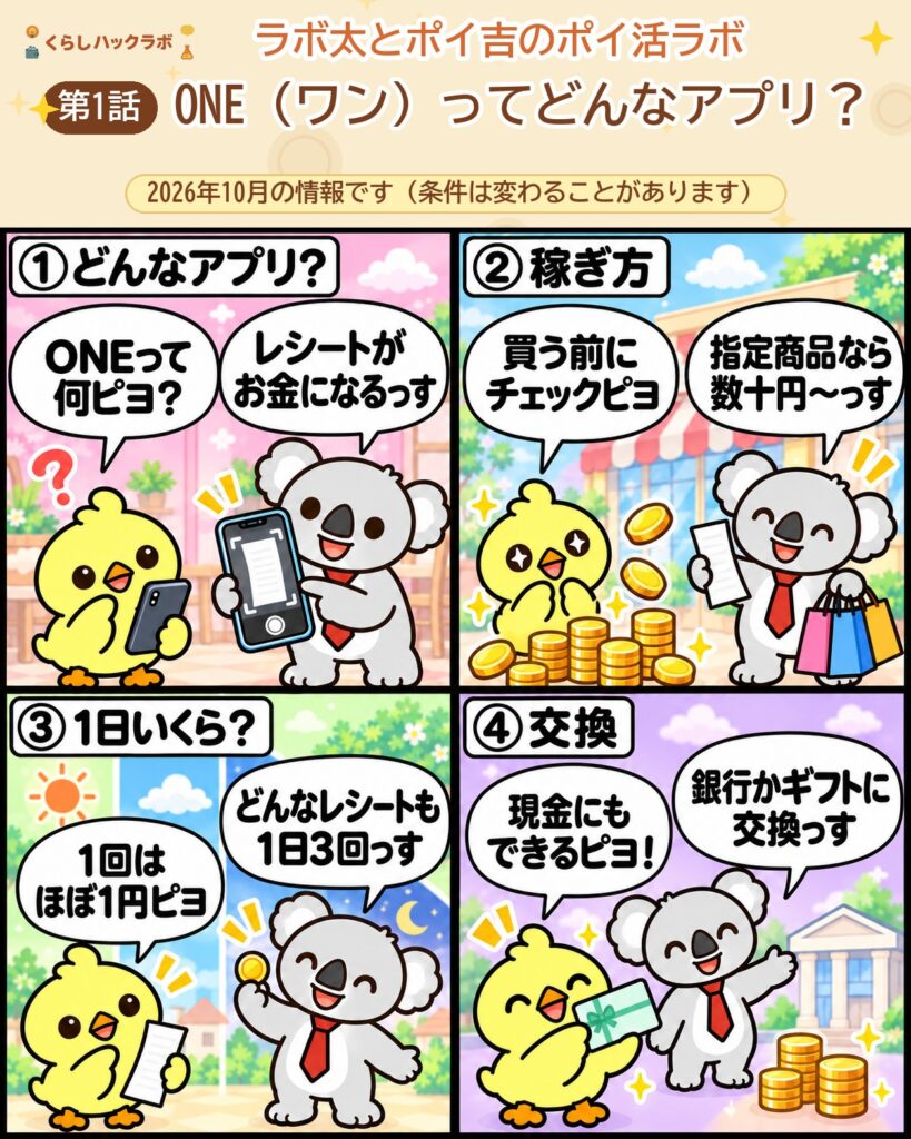 ONE（ワン）ってどんなアプリ？4コママンガ（第1話）