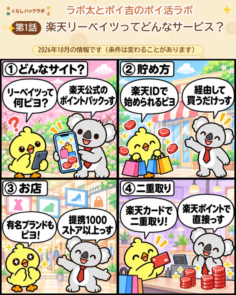 楽天リーベイツってどんなサービス?4コママンガ(第1話)