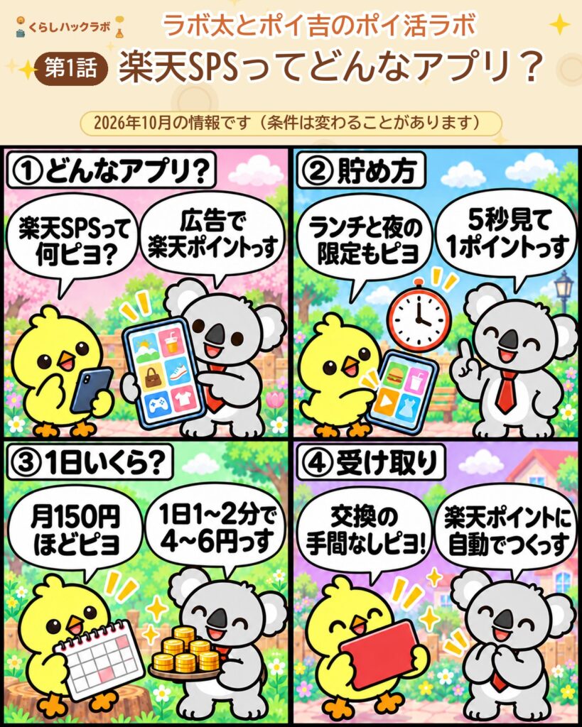 楽天SPSってどんなアプリ？4コママンガ（第1話）