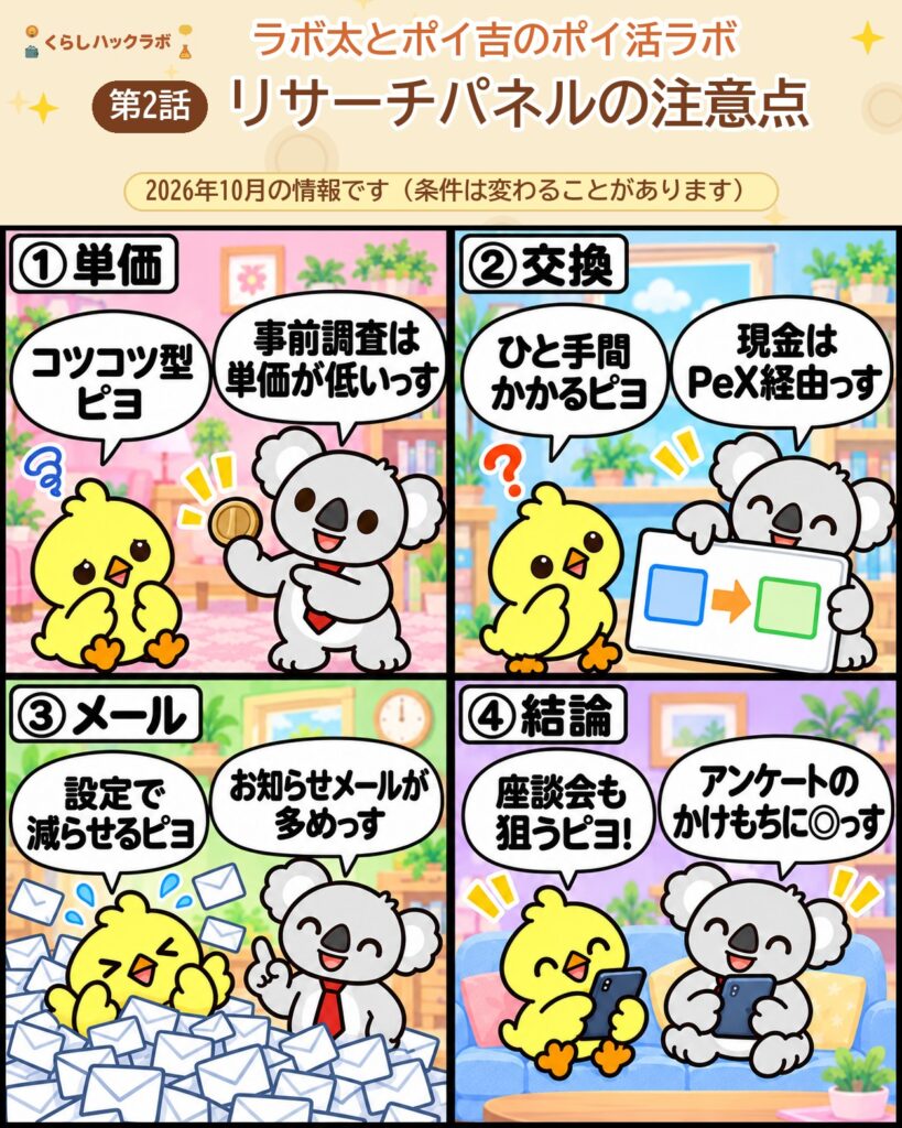 リサーチパネルの注意点4コママンガ（第2話）