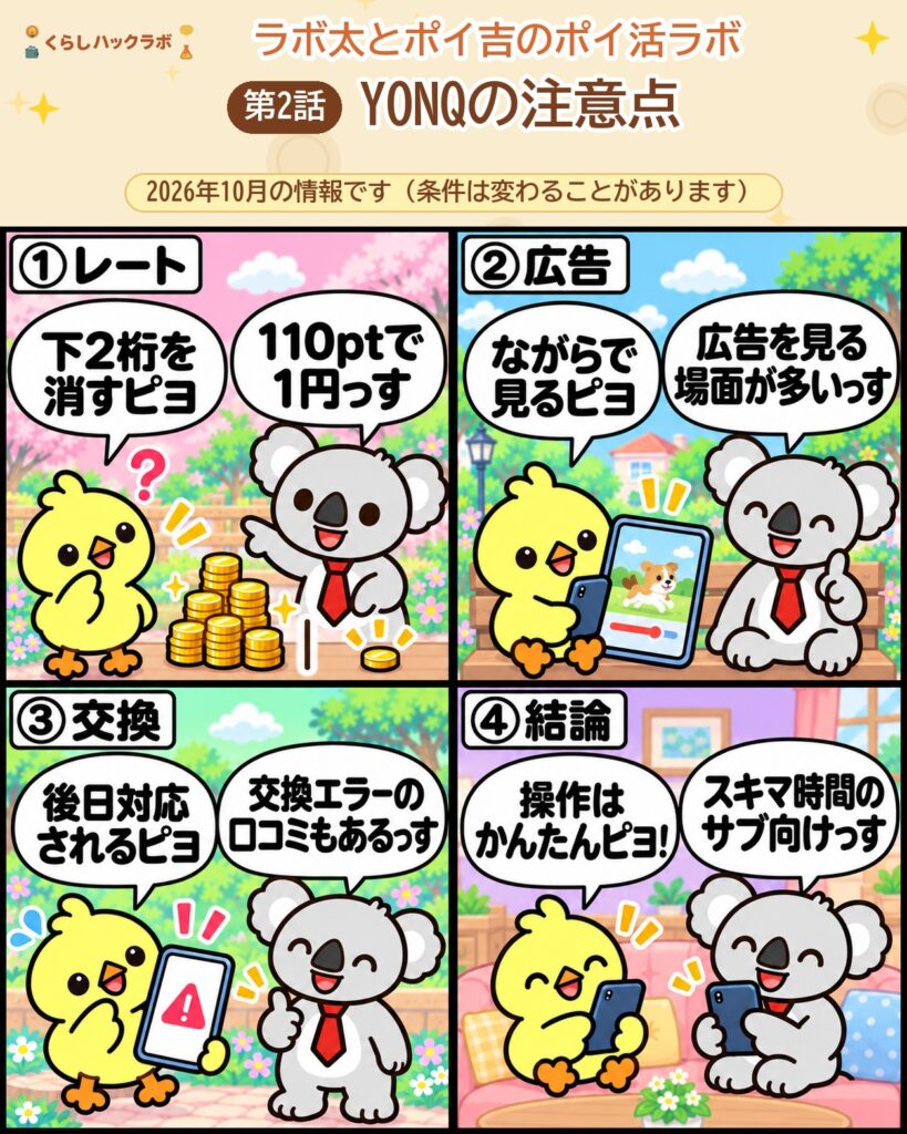 YONQの注意点4コママンガ（第2話）